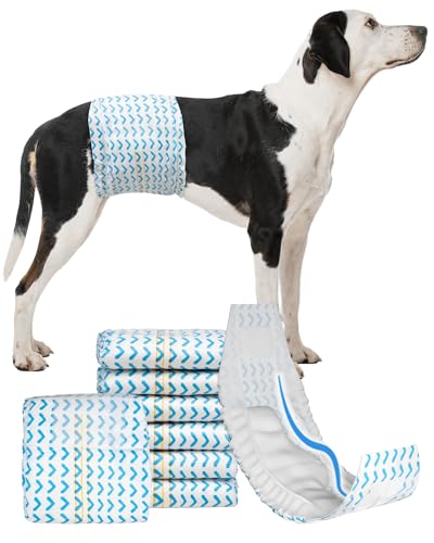 Dono Einwegwindeln für Rüden, mit Nässeindikator, super saugfähige Hundewindeln, 3D-konturierter Baumwollkern für super Absorption, auslaufsichere Bauchbänder, weiche und sichere Passform Dono Einwegwindeln für Rüden, mit Nässeindikator, super saugfähige Hundewindeln, 3D-konturierter Baumwollkern für super Absorption, auslaufsichere Bauchbänder, weiche und sichere Passform von Dono