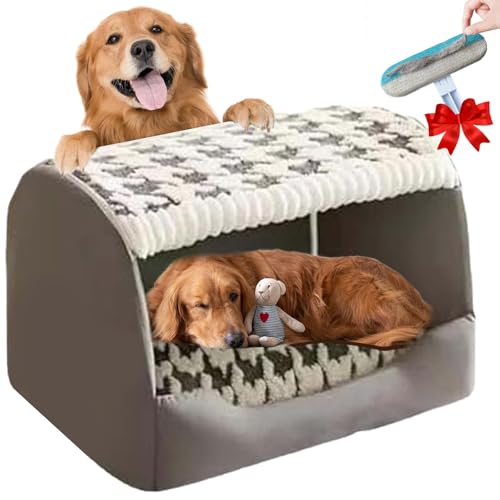 Doggocomfy Cozy Dog House,Doggo Comfy Doghouse Bed, Cozy Dog House Bed Indoor,Inside Dog House with Removable Cushion,Foldable Non-Slip Warm Kennel (Gray,L) von Donubiiu