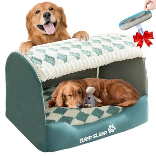 Doggocomfy Cozy Dog House,Doggo Comfy Doghouse Bed, Cozy Dog House Bed Indoor,Inside Dog House with Removable Cushion,Foldable Non-Slip Warm Kennel (Green,L) von Donubiiu