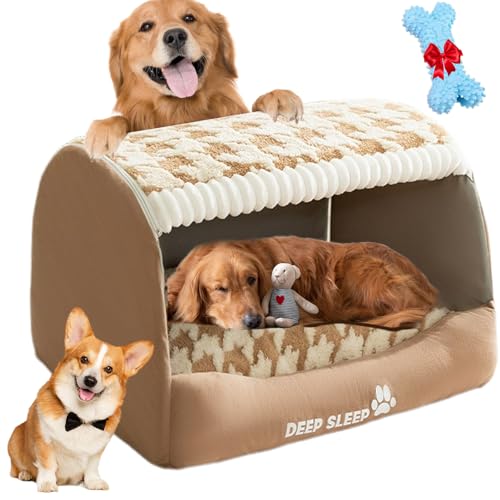 Doggocomfy Cozy Dog House Doggocomfy Dog House Doggocomfy Bed Gemütliches Hundehaus Cozy House Dog Bed hundehöhle Indoor höhle Hund Hunde höhlenbett hundehaus für drinnen (braun,L) von Donubiiu