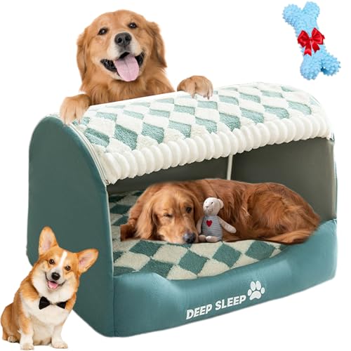 Doggocomfy Cozy Dog House Doggocomfy Dog House Doggocomfy Bed Gemütliches Hundehaus Cozy House Dog Bed hundehöhle Indoor höhle Hund Hunde höhlenbett hundehaus für drinnen (grün,L) von Donubiiu