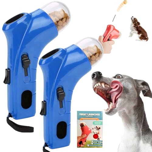 Donubiiu 2 Stück Leckerli Pistole Katze,Katzen Leckerli Pistole, Leckerli Pistolen Shooter FüR Katzen,Leckerli-Spielzeug FüR KäTzchen Und Hunde,Interaktives Katzenspielzeug (Blue*2) von Donubiiu