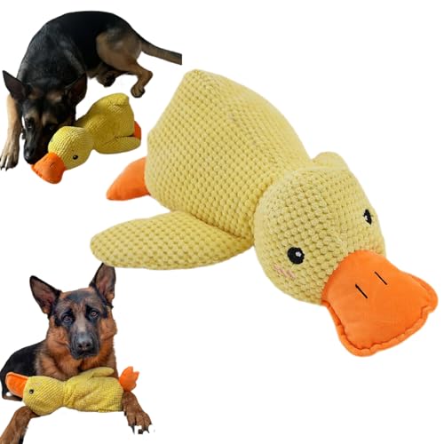 Donubiiu Anti Stress Ente Hund, Anti Stress Ente, Anti Stress Ente für Hunde, Gelb Quietschspielzeug Interaktives Spielzeug für Hunde, Plüsch Kauspielzeug Für Hund ruhig und ausgeglichen (Gelb) von Donubiiu