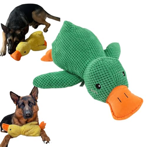 Donubiiu Anti Stress Ente Hund, Anti Stress Ente, Anti Stress Ente für Hunde, Gelb Quietschspielzeug Interaktives Spielzeug für Hunde, Plüsch Kauspielzeug Für Hund ruhig und ausgeglichen (Grün) von Donubiiu