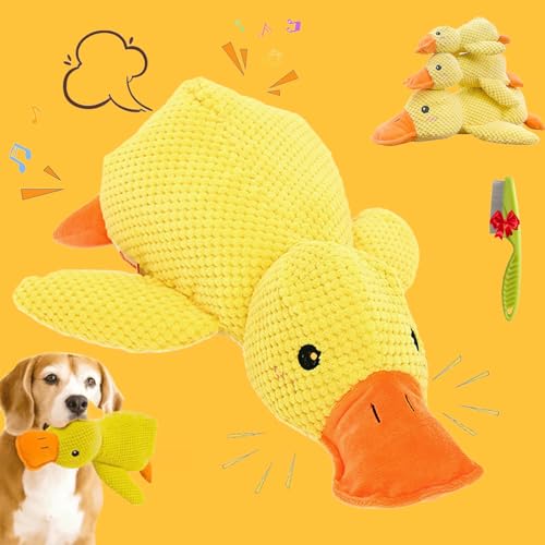 Donubiiu Anti Stress Ente Hund,Pfotenmond Ente,Hundespielzeug Ente,Gelbe Ente FüR Hunde,Geeignet FüR Kleine und MittelgroßE Welpen (1 pcs,L) von Donubiiu