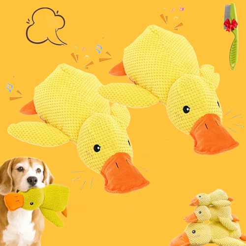 Donubiiu Anti Stress Ente Hund,Pfotenmond Ente,Hundespielzeug Ente,Gelbe Ente FüR Hunde,Geeignet FüR Kleine und MittelgroßE Welpen (2 pcs,L) von Donubiiu