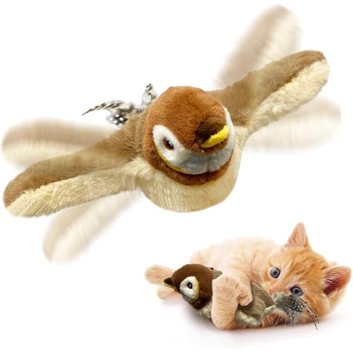 Donubiiu Bewegender Katzenvogel,Flappy Bird 2.0, Katzenspielzeug Vogel, Interaktives Katzenspielzeug,FlappyChase Katzenspaß Vogel,Flappy Bird Cat Toy (1 Stück) von Donubiiu