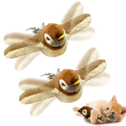 Donubiiu Bewegender Katzenvogel,Flappy Bird 2.0, Katzenspielzeug Vogel, Interaktives Katzenspielzeug,FlappyChase Katzenspaß Vogel,Flappy Bird Cat Toy (2 Stück) von Donubiiu