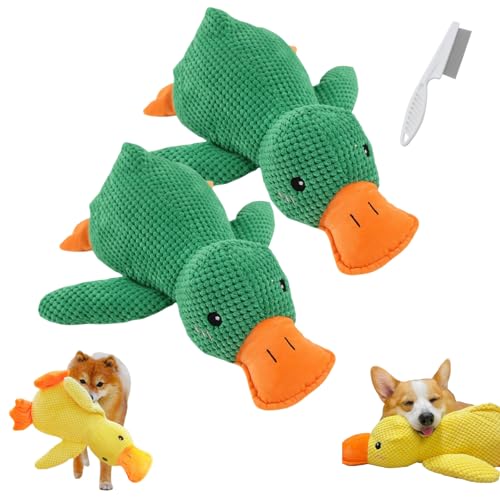 Donubiiu Calming Duck Dog Toy Bright Yellow, Grishay Calm Duck Dog Toy, Outfany Calm Duck, Dogs Emotional Support Duck, Calming Duck Dog Toy, Dogs Emotional Support Duck Toy (2PCS-A) von Donubiiu