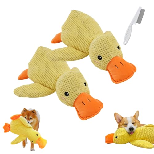 Donubiiu Calming Duck Dog Toy Bright Yellow, Grishay Calm Duck Dog Toy, Outfany Calm Duck, Dogs Emotional Support Duck, Calming Duck Dog Toy, Dogs Emotional Support Duck Toy (2PCS-B) von Donubiiu