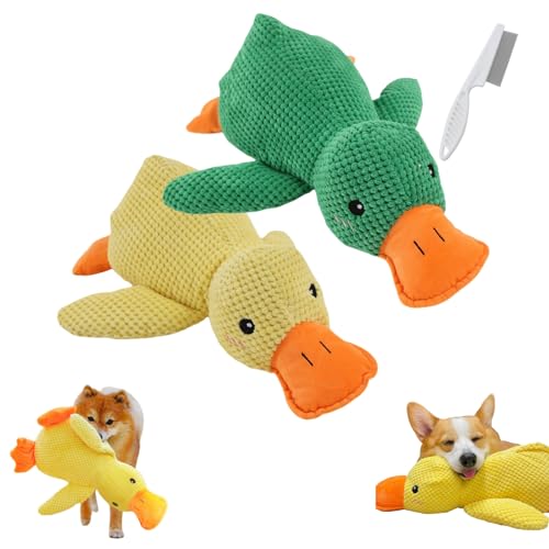 Donubiiu Calming Duck Dog Toy Bright Yellow, Grishay Calm Duck Dog Toy, Outfany Calm Duck, Dogs Emotional Support Duck, Calming Duck Dog Toy, Dogs Emotional Support Duck Toy (2PCS-C) von Donubiiu