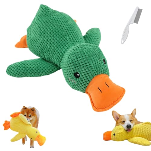 Donubiiu Calming Duck Dog Toy Bright Yellow, Grishay Calm Duck Dog Toy, Outfany Calm Duck, Dogs Emotional Support Duck, Calming Duck Dog Toy, Dogs Emotional Support Duck Toy (Green) von Donubiiu