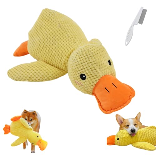 Donubiiu Calming Duck Dog Toy Bright Yellow, Grishay Calm Duck Dog Toy, Outfany Calm Duck, Dogs Emotional Support Duck, Calming Duck Dog Toy, Dogs Emotional Support Duck Toy (Yellow) von Donubiiu