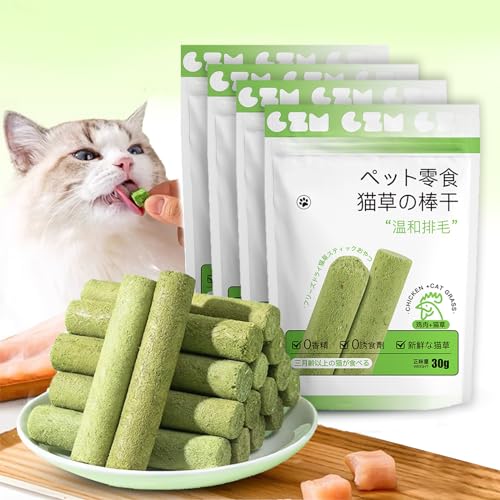 Donubiiu Cat Grass Teething Stick,Chew Sticks for Cats,Verdexa Cat Grass Sticks,Natural Cat Grass Sticks Molar Rod,Cat Sticks for Indoor Cats for CaDental Care,Hairball Removal (4pcs) von Donubiiu