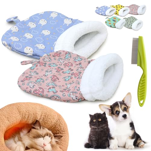 Donubiiu Cat Winter Sleeping Bag, Cat Sleeping Bag for Indoor Cats, Winter Warm Sleeping Bag, Plush Soft Pet Bed, 360° Wrap Comfortable Pet Sleeping Sack Cats up to 6kg (2 PCS-C) von Donubiiu