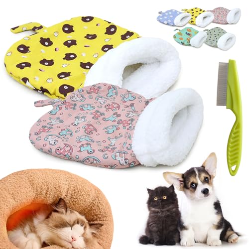 Donubiiu Cat Winter Sleeping Bag, Cat Sleeping Bag for Indoor Cats, Winter Warm Sleeping Bag, Plush Soft Pet Bed, 360° Wrap Comfortable Pet Sleeping Sack Cats up to 6kg (2 PCS-D) von Donubiiu