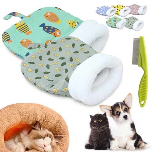 Donubiiu Cat Winter Sleeping Bag, Cat Sleeping Bag for Indoor Cats, Winter Warm Sleeping Bag, Plush Soft Pet Bed, 360° Wrap Comfortable Pet Sleeping Sack Cats up to 6kg (2 PCS-E) von Donubiiu