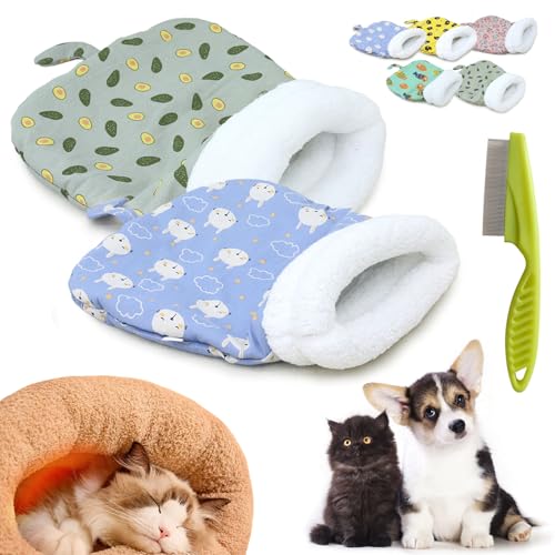 Donubiiu Cat Winter Sleeping Bag, Cat Sleeping Bag for Indoor Cats, Winter Warm Sleeping Bag, Plush Soft Pet Bed, 360° Wrap Comfortable Pet Sleeping Sack Cats up to 6kg (2 PCS-H) von Donubiiu