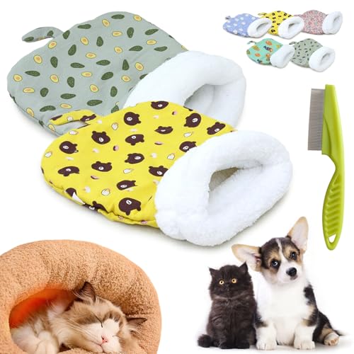 Donubiiu Cat Winter Sleeping Bag, Cat Sleeping Bag for Indoor Cats, Winter Warm Sleeping Bag, Plush Soft Pet Bed, 360° Wrap Comfortable Pet Sleeping Sack Cats up to 6kg (2 PCS-I) von Donubiiu