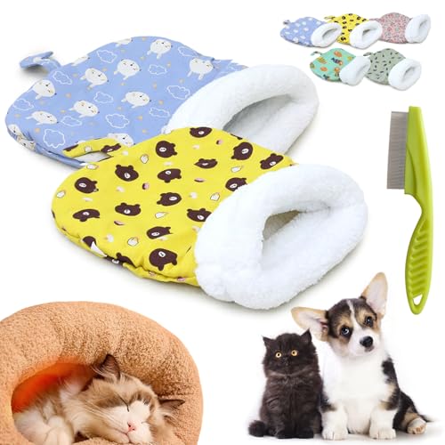 Donubiiu Cat Winter Sleeping Bag, Cat Sleeping Bag for Indoor Cats, Winter Warm Sleeping Bag, Plush Soft Pet Bed, 360° Wrap Comfortable Pet Sleeping Sack Cats up to 6kg (2 PCS-J) von Donubiiu