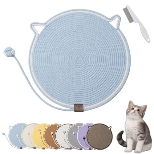 Donubiiu Celery Pets Dual Scratching Pad, Cat Scratching Mat Natural Cotton Rope Cat Scratching Pad, Large Size Cat Bed Cat Scratching Pad with Cat Toy (1PCS-A) von Donubiiu