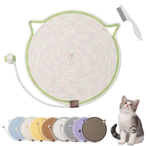 Donubiiu Celery Pets Dual Scratching Pad, Cat Scratching Mat Natural Cotton Rope Cat Scratching Pad, Large Size Cat Bed Cat Scratching Pad with Cat Toy (1PCS-B) von Donubiiu