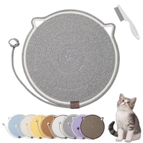 Donubiiu Celery Pets Dual Scratching Pad, Cat Scratching Mat Natural Cotton Rope Cat Scratching Pad, Large Size Cat Bed Cat Scratching Pad with Cat Toy (1PCS-F) von Donubiiu