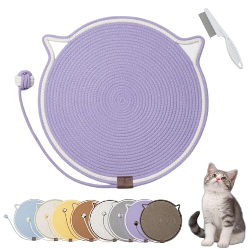 Donubiiu Celery Pets Dual Scratching Pad, Cat Scratching Mat Natural Cotton Rope Cat Scratching Pad, Large Size Cat Bed Cat Scratching Pad with Cat Toy (1PCS-G) von Donubiiu