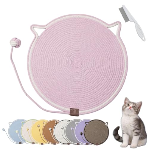 Donubiiu Celery Pets Dual Scratching Pad, Cat Scratching Mat Natural Cotton Rope Cat Scratching Pad, Large Size Cat Bed Cat Scratching Pad with Cat Toy (1PCS-I) von Donubiiu