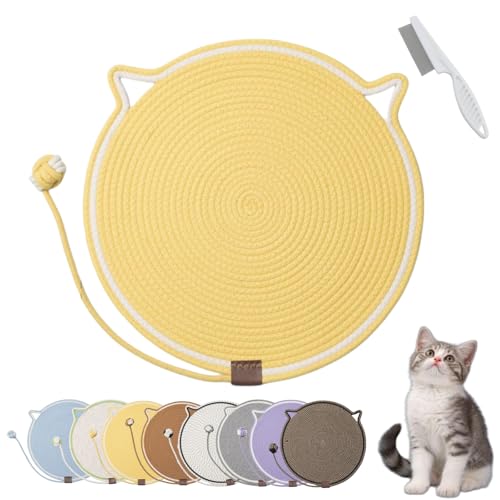 Donubiiu Celery Pets Dual Scratching Pad, Cat Scratching Mat Natural Cotton Rope Cat Scratching Pad, Large Size Cat Bed Cat Scratching Pad with Cat Toy (1PCS-J) von Donubiiu