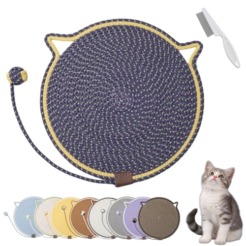 Donubiiu Celery Pets Dual Scratching Pad, Cat Scratching Mat Natural Cotton Rope Cat Scratching Pad, Large Size Cat Bed Cat Scratching Pad with Cat Toy (1PCS-K) von Donubiiu