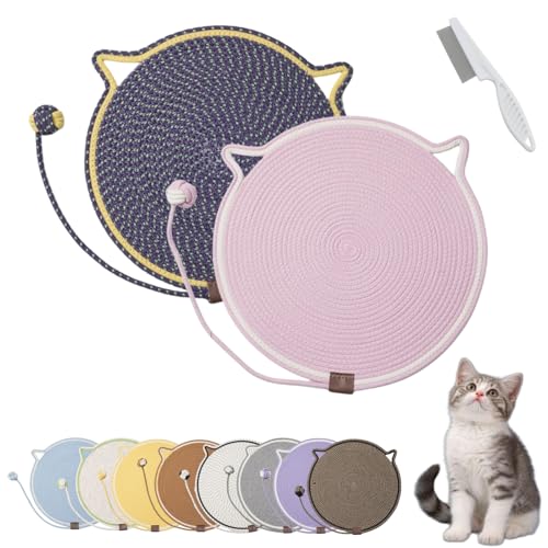 Donubiiu Celery Pets Dual Scratching Pad, Cat Scratching Mat Natural Cotton Rope Cat Scratching Pad, Large Size Cat Bed Cat Scratching Pad with Cat Toy (2PCS-G) von Donubiiu