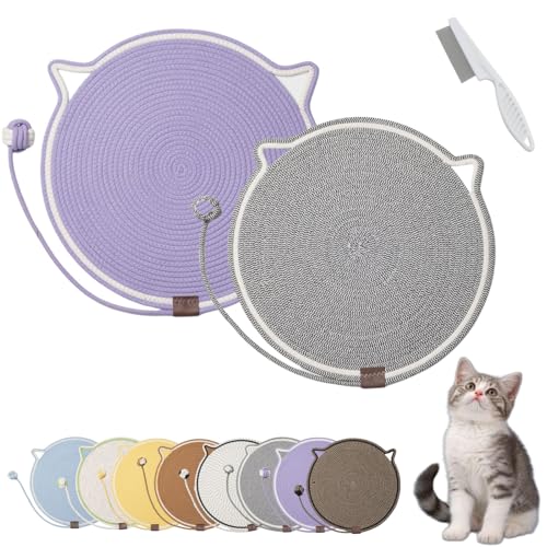 Donubiiu Celery Pets Dual Scratching Pad, Cat Scratching Mat Natural Cotton Rope Cat Scratching Pad, Large Size Cat Bed Cat Scratching Pad with Cat Toy (2PCS-L) von Donubiiu