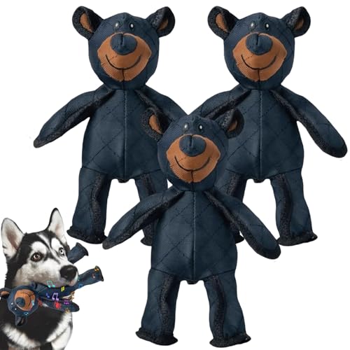 Donubiiu Crystola Indestructible Bear, Unbreaka Bear, Indestructible Bear Dog Toy, Mighty Bear 2.0 Dog Toy, Aggressive Chewers Indestructible Stuffed Plush Dog Squeaky Toy (3 PCS) von Donubiiu