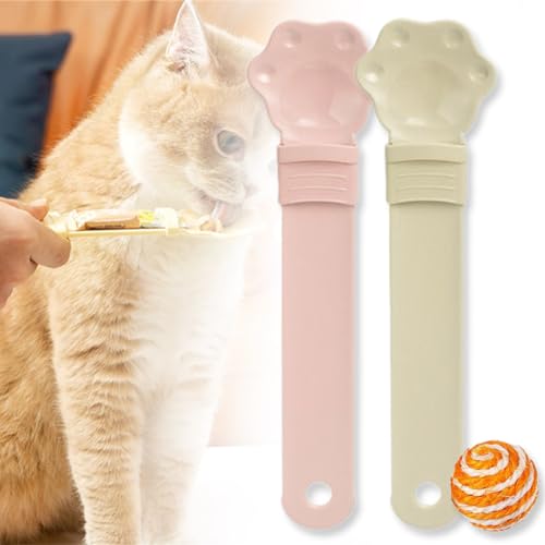 Donubiiu Happy Spoon for Cats, Cat Strip Happy Spoon, Cat Strip Feeder, Cat Treat Spoon Squeeze, Cat Wet Treat Squeeze Treat Spoon, Multifunctional Pet Spoons Cat Feeder (2P-A) von Donubiiu