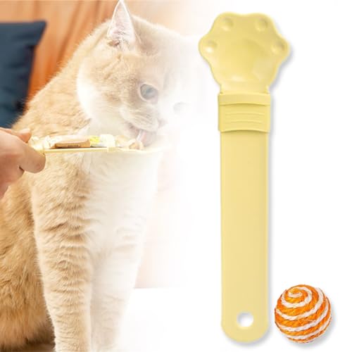 Donubiiu Happy Spoon for Cats, Cat Strip Happy Spoon, Cat Strip Feeder, Cat Treat Spoon Squeeze, Cat Wet Treat Squeeze Treat Spoon, Multifunctional Pet Spoons Cat Feeder (Yellow) von Donubiiu