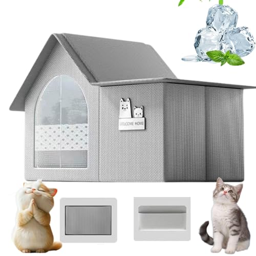 Donubiiu Katzen Kühlhaus, Kühlhaus Für Katzen, Kühlhaus Katze Faltbares Kühlung Für Katzen Mit Klimaanlage Und 10 Kühlakkus, Sommer Kühlhaus Katze Kühlhaus Kühlung (45 X 37 X 37 cm,Grey) von Donubiiu