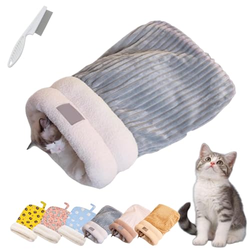 Donubiiu Katzen Schlafsack, Cat Winter Sleeping Bag, Schlafsack Für Katzen, Schlafsack Katzen, Katzenschlafsack Für Große Katzen, Pet Sleeping Bag for Indoor Cats and Small Dogs (1PCS-A) von Donubiiu