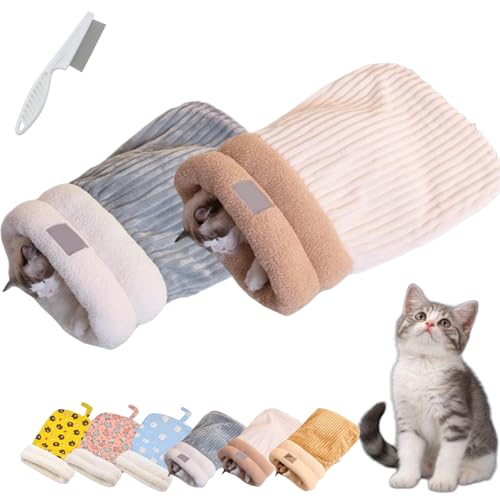 Donubiiu Katzen Schlafsack, Cat Winter Sleeping Bag, Schlafsack Für Katzen, Schlafsack Katzen, Katzenschlafsack Für Große Katzen, Pet Sleeping Bag for Indoor Cats and Small Dogs (2PCS-A) von Donubiiu