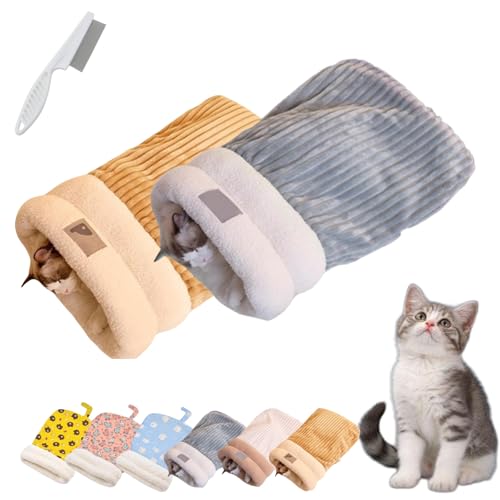 Donubiiu Katzen Schlafsack, Cat Winter Sleeping Bag, Schlafsack Für Katzen, Schlafsack Katzen, Katzenschlafsack Für Große Katzen, Pet Sleeping Bag for Indoor Cats and Small Dogs (2PCS-C) von Donubiiu