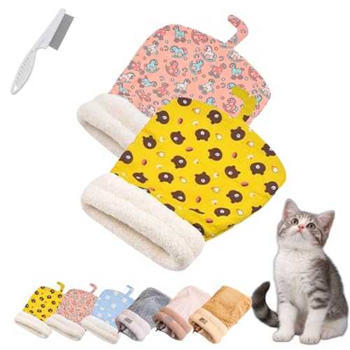 Donubiiu Katzen Schlafsack, Cat Winter Sleeping Bag, Schlafsack Für Katzen, Schlafsack Katzen, Katzenschlafsack Für Große Katzen, Pet Sleeping Bag for Indoor Cats and Small Dogs (2PCS-D) von Donubiiu