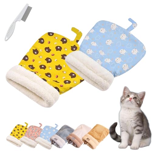 Donubiiu Katzen Schlafsack, Cat Winter Sleeping Bag, Schlafsack Für Katzen, Schlafsack Katzen, Katzenschlafsack Für Große Katzen, Pet Sleeping Bag for Indoor Cats and Small Dogs (2PCS-F) von Donubiiu