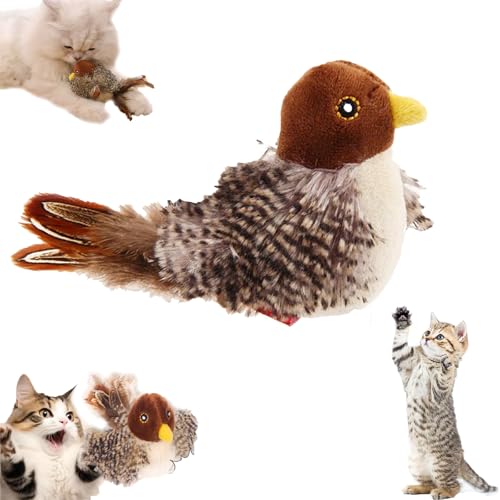 Donubiiu Katzenspielzeug - Simulierter Zwitschernder Vogel,Katzenspielzeug Vogel,Simulated Chirping Bird- Katzenspielzeug - GeräUsche Und Schlagbewegungen FüR KatzenüBungen (1PCS) von Donubiiu