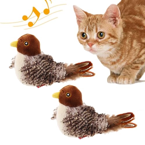 Donubiiu Katzenspielzeug - Simulierter zwitschernder Vogel, Zwitschernder Vogel Katzenspielzeug, Vogelspielzeug für Katzen, Lustige Quietsch-Katzenspielzeug (2PCS) von Donubiiu