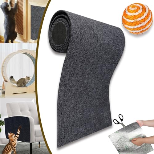 Donubiiu Kratzmatte Selbstklebend, Katzenkratzmatten Selbstklebend, Cat Scratching Mat, Kratzmatte FüR Katzen, Selbstklebende Kratzmatte, DIY Climbing Cat Scratcher (30 * 200CM,Dunkelgrau) von Donubiiu