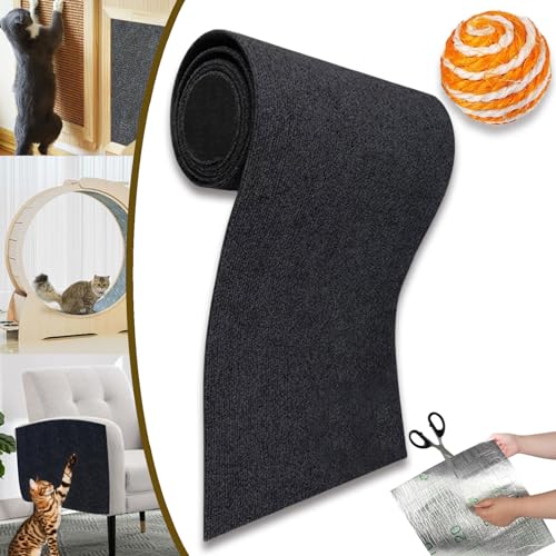 Donubiiu Kratzmatte Selbstklebend, Katzenkratzmatten Selbstklebend, Cat Scratching Mat, Kratzmatte FüR Katzen, Selbstklebende Kratzmatte, DIY Climbing Cat Scratcher (30 * 200CM,Schwarz) von Donubiiu