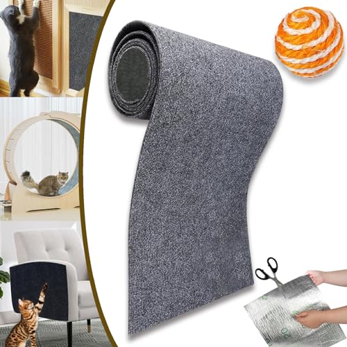 Donubiiu Kratzmatte Selbstklebend, Katzenkratzmatten Selbstklebend, Cat Scratching Mat, Kratzmatte FüR Katzen, Selbstklebende Kratzmatte, DIY Climbing Cat Scratcher (40 * 100CM,Grau) von Donubiiu