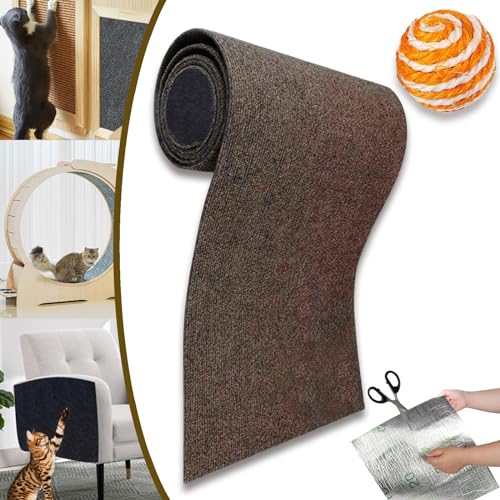 Donubiiu Kratzmatte Selbstklebend, Katzenkratzmatten Selbstklebend, Cat Scratching Mat, Kratzmatte FüR Katzen, Selbstklebende Kratzmatte, DIY Climbing Cat Scratcher (40 * 200CM,Braun) von Donubiiu