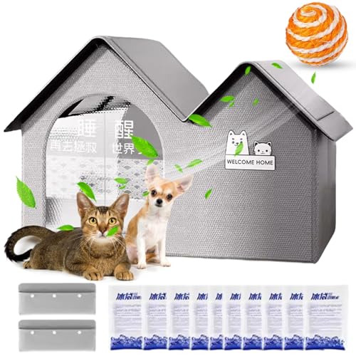 Donubiiu KüHlhaus FüR Hunde, KüHlhaus FüR Katzen, Katzen Kühlhaus, Cat Air Conditioning House Cat Cooling House, Wasserdichtes Kühlendes Katzenhaus, Katzenkühlhaus Mit 10 Kühlakkus (XL) von Donubiiu