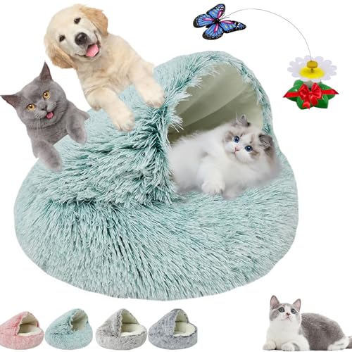 Donubiiu Lapcatz Nest Bed,Lapcatz Bed,Nest Bed,KatzenköRbchen Flauschig,Katzenkissen Waschbar, Katzenkissen,Winter Cozy Cocoon Pet Bed (Green,50cm) von Donubiiu